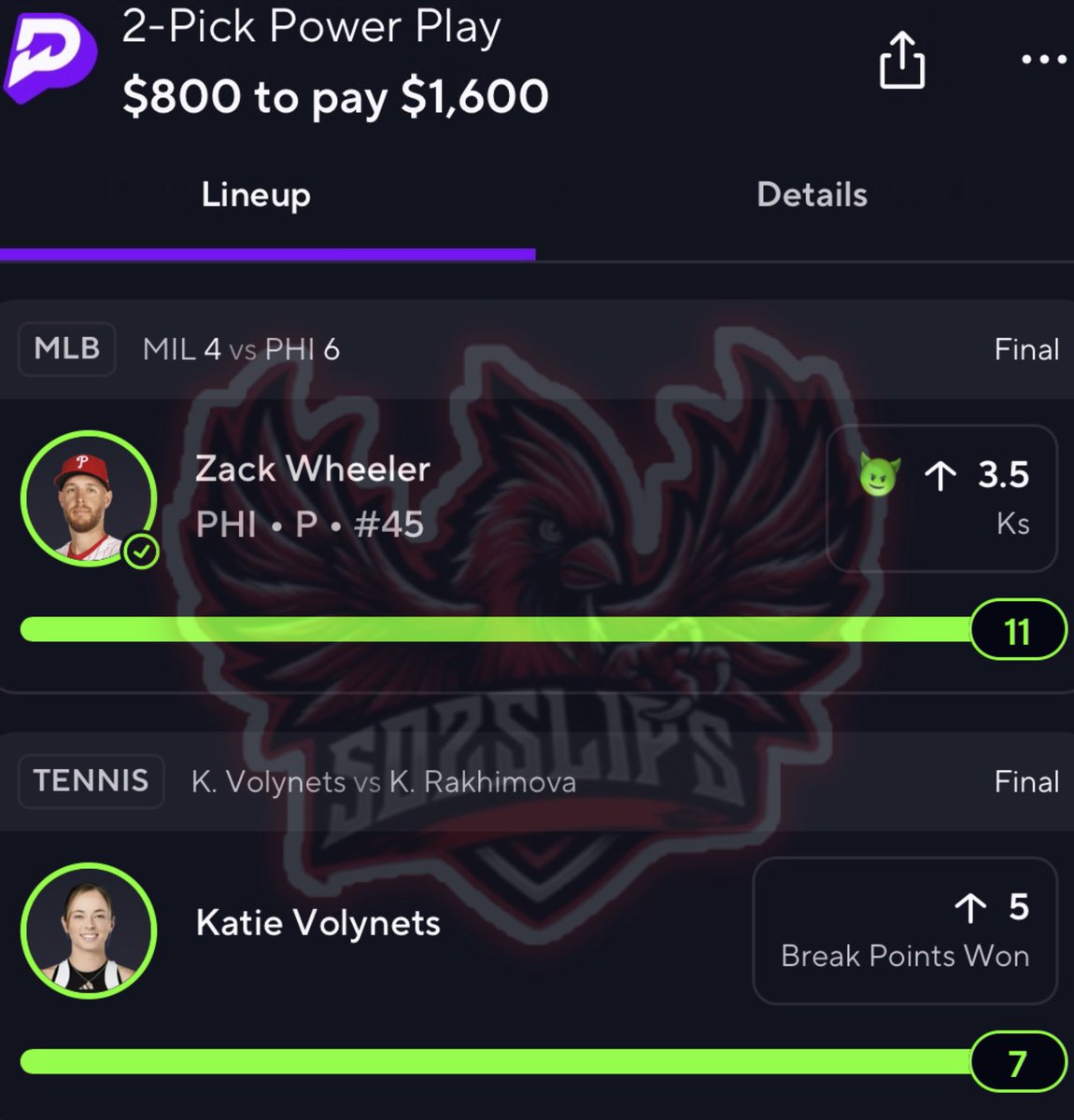 502_Slips's tweet photo. Katie Volynets "O" 5 BPs ☢️✅

$1,600 Premium NUKE ☢️ PAIR 🍐 BANG 💹

Let's finally go on a hot 🔥 streak now 🫡

LIKE 💚 IF YOU TAILED 🚀 https://t.co/rcJB4YKAZ0