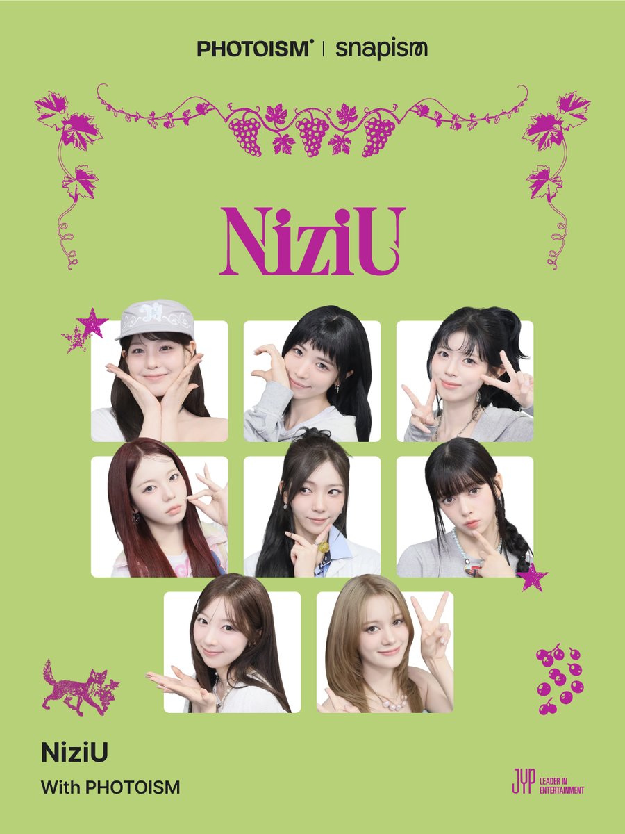 PhotoismJP's tweet photo. PHOTOISM X NiziU
ARTIST FRAME & snapism OPEN !

「NiziU」のKorea 1st Mini Album [Sour Grapes]の発売を記念してのアーティストフレームとsnapismがオープンいたします。

📅 09月26日(土) – 10月31日(土)

※ 「Gap Factory Store ユニバーサル・シティウォーク大阪店」を除く、Photoism全店舗で撮影をお楽しみいただけます！ 
※ snapismはPhotoismの一部店舗内に設置されております。下記店舗にてご利用いただけます。 
📍原宿竹下通り店 
📍渋谷センター街店 
📍PLAY 新大久保店 

ONLY IN PHOTOISM