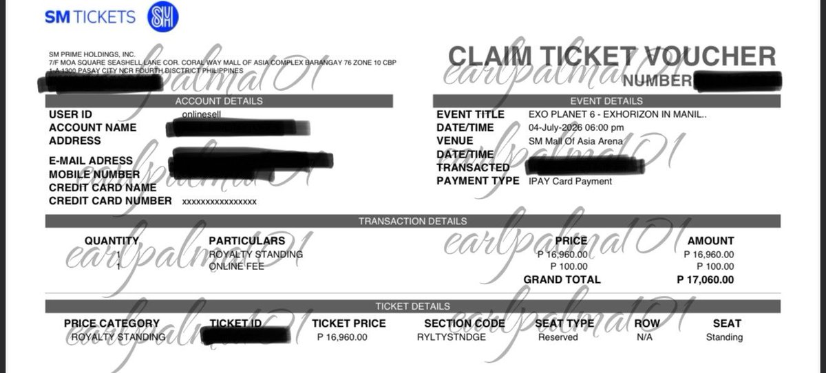 earlpalma101_'s tweet photo. Re-upload:
Secured EXO PLANET 6- EXHORIZON (2) ROYALTY STANDING O AND E. Thankyou for trusting 😇
#jaynablueproof https://t.co/i5C4jckG0n
