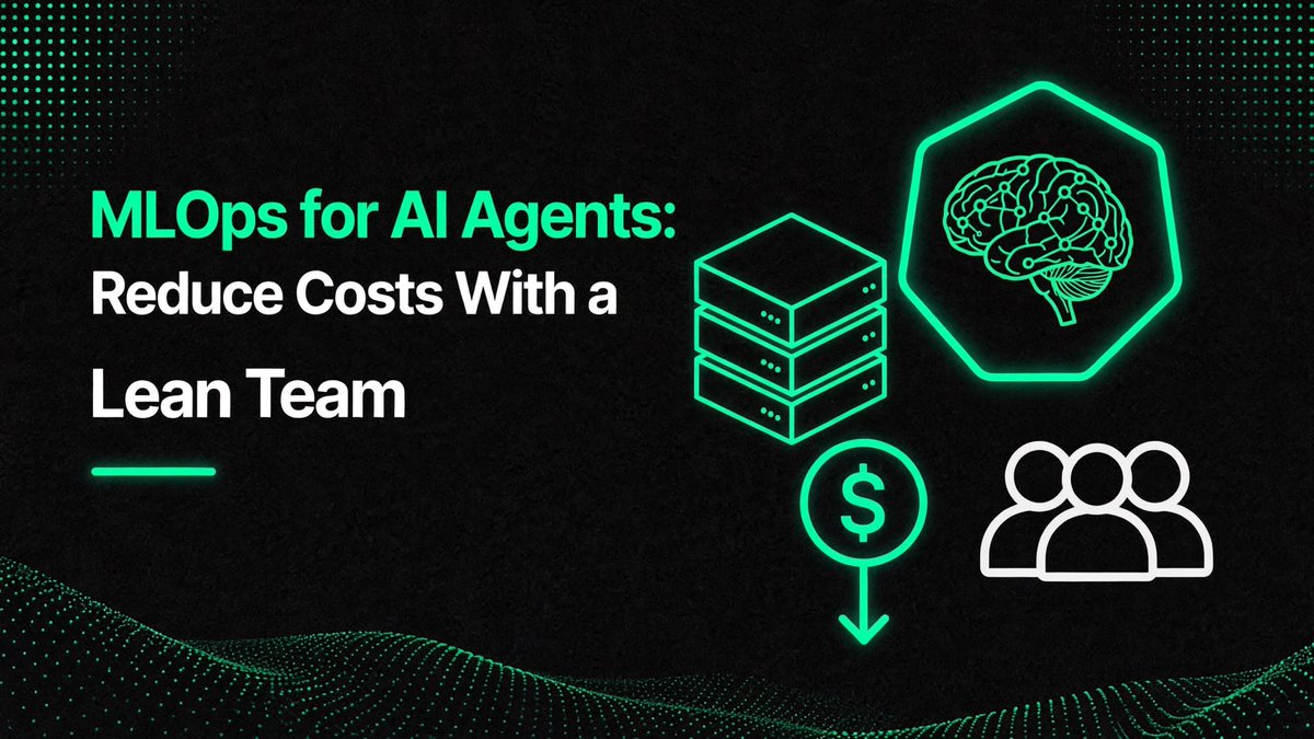 Dev7nsh's tweet photo. You don't need 100 people to run AI agents. You need MLOps.

Lean teams cut costs 50% by:
→ Right-sizing models
→ Capping retries/tokens
→ Measuring cost per successful task
Guide: https://t.co/bRcAuG6bCR
#MLOps #AIAgents https://t.co/5FR9LsAfzQ