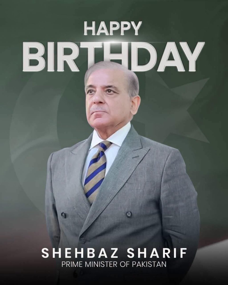 AnatishButt's tweet photo. Happy Birthday to Prime Minister Shehbaz Sharif. A leader who saved Pakistan from default, strengthened diplomatic ties, and is taking our country towards new heights of progress. Prayers for his good health and continued public service.

#HappyBirthdayPMShehbaz
@CMShehbaz https://t.co/wybIbypRpN