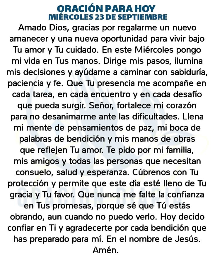 oracion_diaria's tweet photo. Oración Diaria para hoy Miércoles 23 de Septiembre de 2026 https://t.co/VSCOCh8A2o