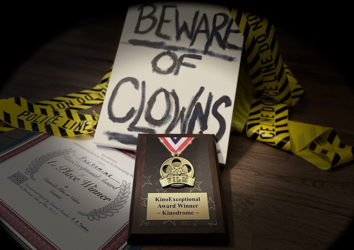 ShadowframeMatt's tweet photo. Our #ShortFilm PANTOMIME took home Best Mid-Short Film at the #KinoDrome film festival in Cleveland Ohio. #ShadowframeProductions #Horror #Clowns https://t.co/9aEpCU7vqE