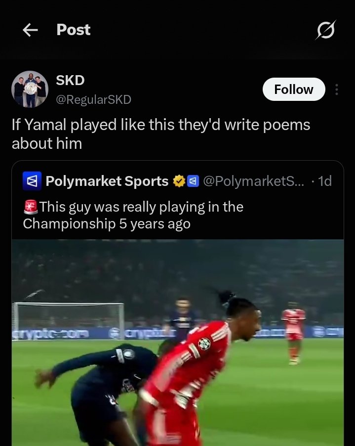 FT_MILAGR0's tweet photo. >saw a prop about Olise
>immediately started talking about Yamal

Bayern fans are never beating the allegations. https://t.co/lkwJSaTXsm
