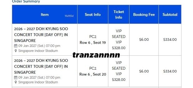 tranzannnn's tweet photo. #WTS DOH KYUNGSOO DAY OFF SINGAPORE 
2 TIX PC2, Row 6, Seat 19–20, Original price
Face-to-face deal or negotiable
Dm me
#DOHKYUNGSOO   
#DAYOFF #DAYOFFinSINGAPORE 
#DOHKYUNGSOOinSG https://t.co/TamCUndNyg