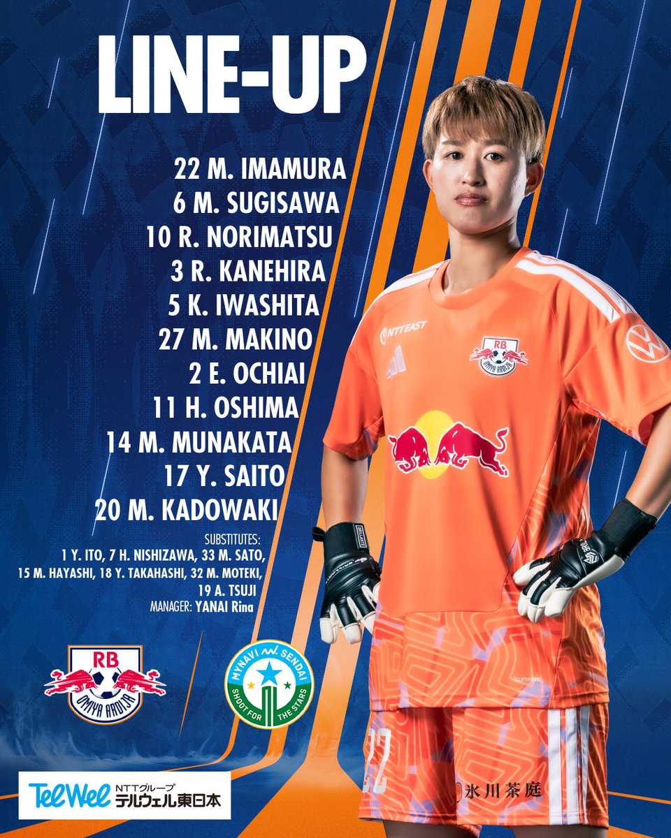RBOA_WOMEN's tweet photo. ⚽️本日のメンバー🔥

GK 今村南海
DF 杉澤海星・乗松瑠華・金平莉紗・岩下綺良々
MF 牧野美優・落合依和・大島暖菜・宗形みなみ
FW 齊藤夕眞・門脇真依

SUB 伊藤有里彩・西澤日菜乃・佐藤百音・林みのり・髙橋佑奈・茂木未宙・辻あみる

#RB大宮アルディージャWOMEN #ardija https://t.co/krDbScDoJ6