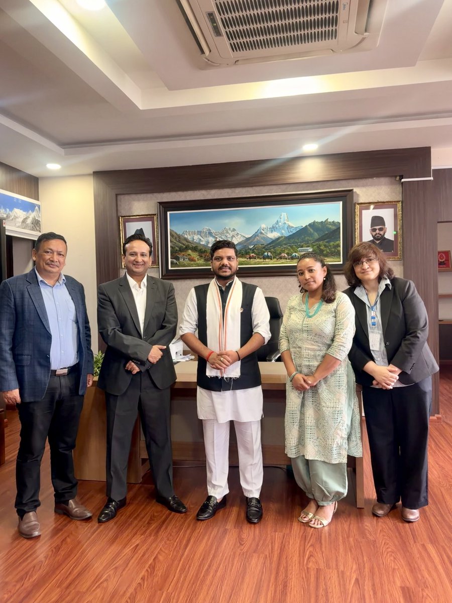BeingNirvana's tweet photo. A pleasure meeting Hon. Minister for Youth, Labour and Employment Ramji Yadav. Encouraging to see young, energetic and forward-looking leadership committed to making a meaningful difference. It was also my first visit to the Ministry—one whose mandate is deeply relevant to the work we do and the future we want to help build.