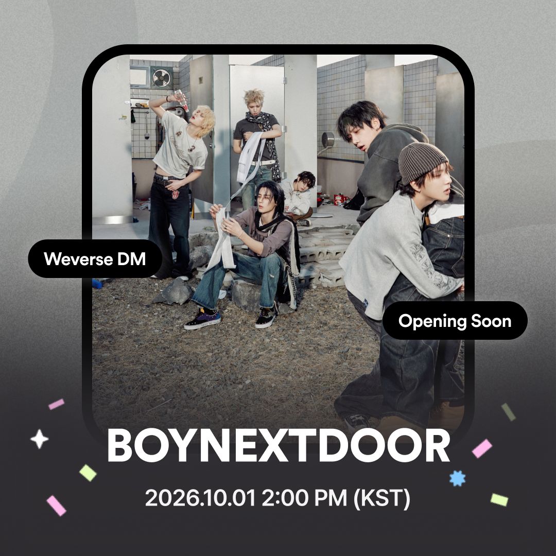 weverseofficial's tweet photo. 📢10월 1일 목요일 2:00 PM (KST), BOYNEXTDOOR 위버스 DM 오픈!
지금 오픈 알림을 신청하고, BOYNEXTDOOR와 나누는 대화의 시작을 함께하세요💗
※위버스 DM 오픈 알림 신청은 App 환경에서만 가능합니다.

👉https://t.co/Cumid4xMi0

#BOYNEXTDOOR #보이넥스트도어
#Weverse #위버스 #Weverse_DM #위버스DM