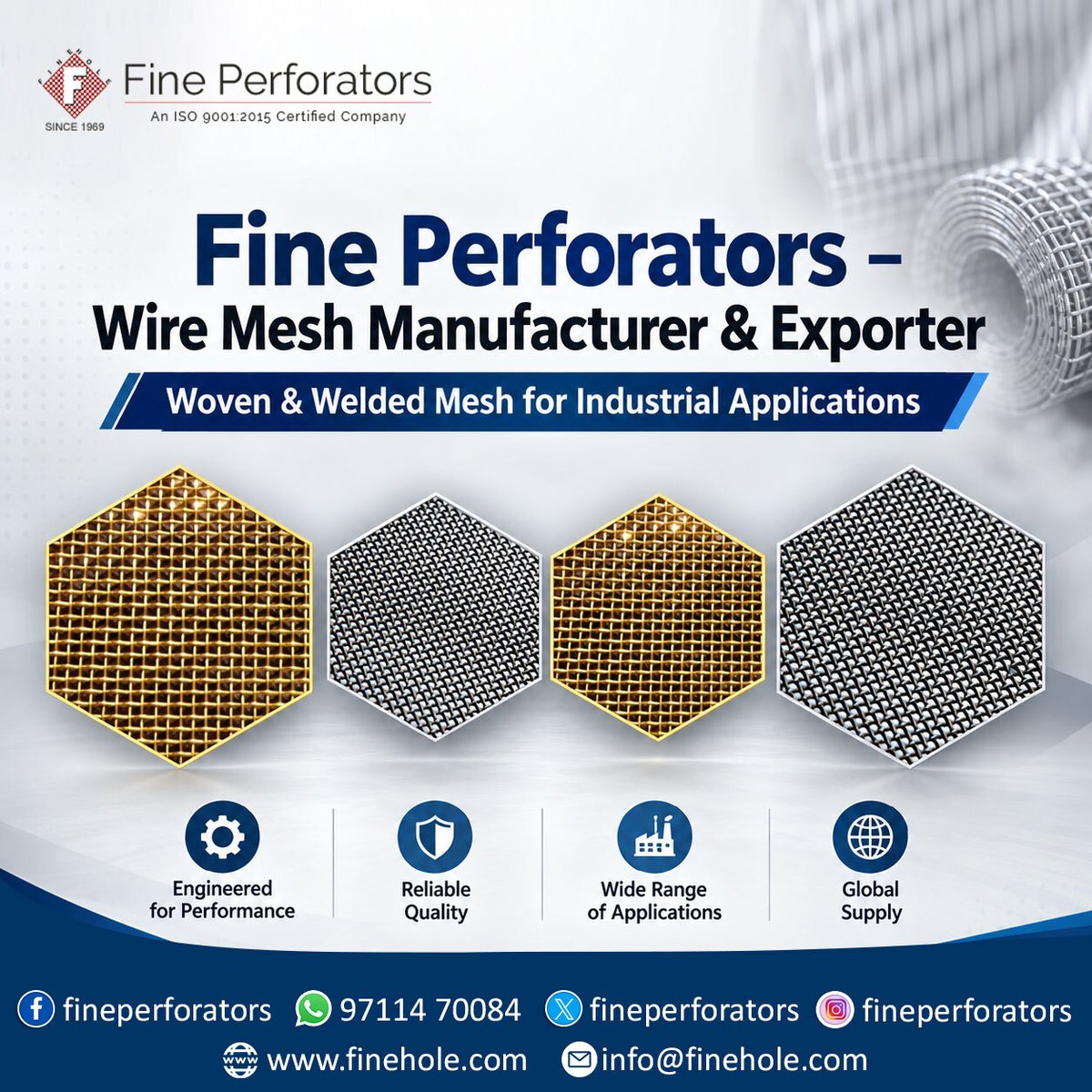 fineperforators's tweet photo. Fine Perforators β Wire Mesh Manufacturer & Exporter
Looking for reliable wire mesh solutions for industrial applications.
π +91 97114 70084
π https://t.co/5vpfOGiEgL
π§ info@finehole.com
#FinePerforators #WireMesh #WireMeshManufacturer #WireMeshExporter #WovenWireMesh https://t.co/zuLFHGHqYw