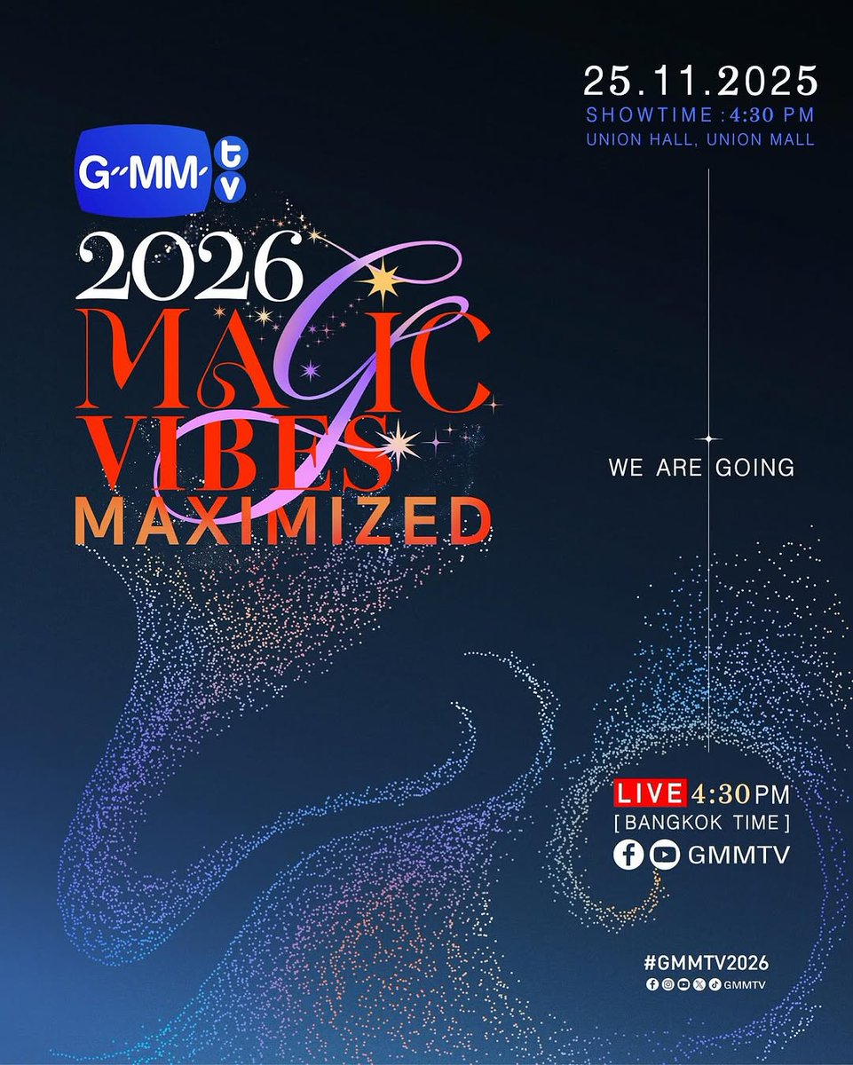 tha_sataporc3b2's tweet photo. เตรียมพบกับ GMMTV2026 MAGIC VIBES งานแถลงเปิดตัวทิศทางคอนเทนต์ใหม่ของ GMMTV ที่จะเริ่มตั้งแต่ปี 2026 https://t.co/RDAXNc0cmZ