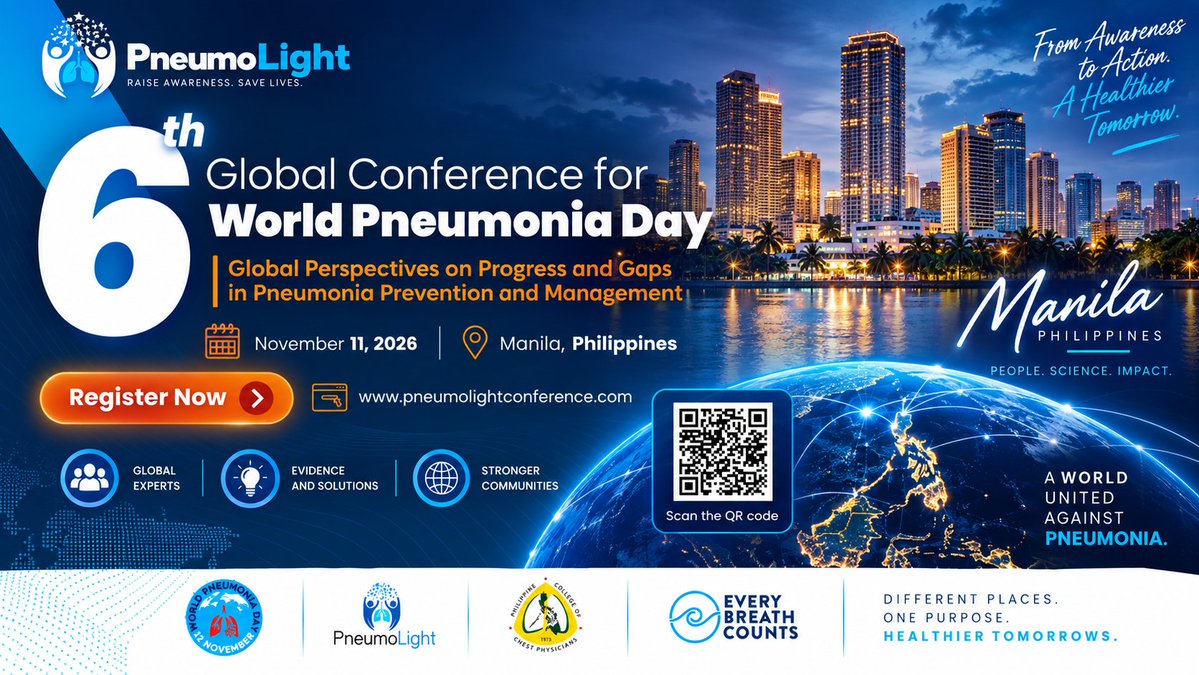 CatiaCilloniz's tweet photo. 🌍 Save the Date: The 6th Global Conference for World Pneumonia Day 🫁

11 November 2026/Hybrid Format
🌍 Free Registration is open
https://t.co/rTKUFMfwx8

#pneumonia #lung #worldpneumoniaday #education #awareness https://t.co/rjpnnVuphp