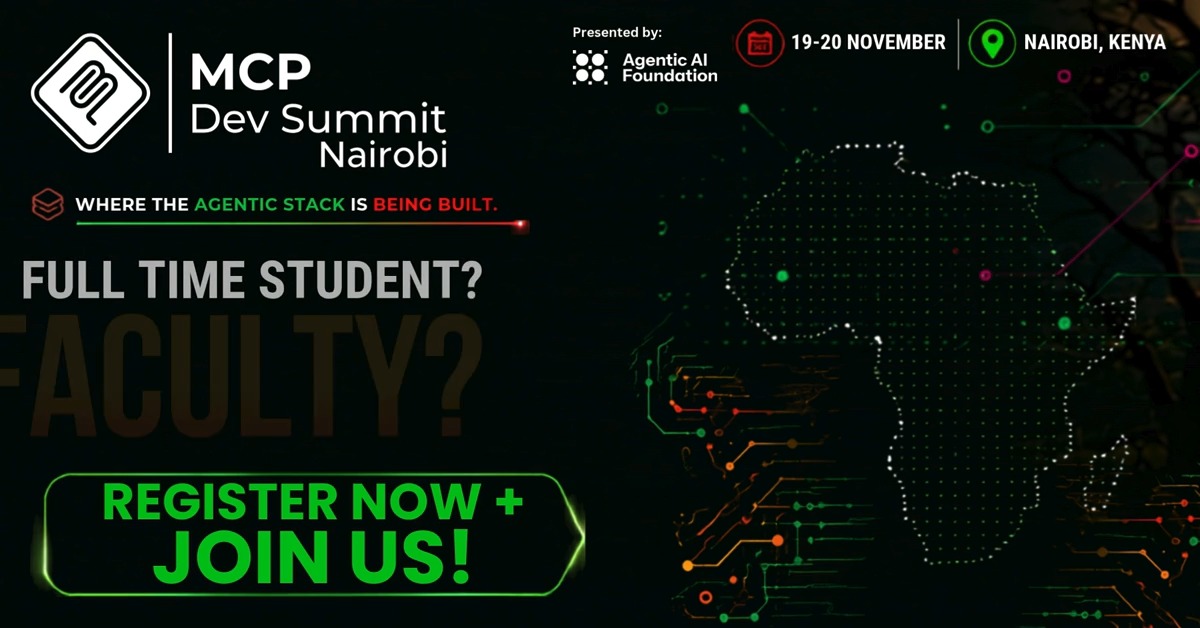 🧑‍🎓 Students, faculty + staff: MCP Dev Summit Nairobi has a special academic rate for you. Register for just KES 250…