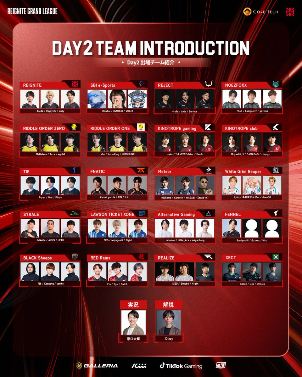 ReigniteJP's tweet photo. 【#RGL DAY2、本日開催🔥】

DAY1を経て迎える第2戦！
今回も熱い戦いをお見逃しなく👀

本日17:00 配信スタート!!
大会の詳細はRGL公式をチェック✅

#RGLC #APEX #ApexLegends https://t.co/O1mp62pJnC