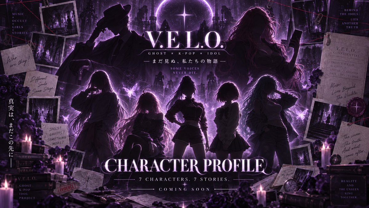 itsveloofficial's tweet photo. [CHARACTER PROFILE]

무대 위의 다섯 아이돌과
그들을 기다리고 있는 두 사람.

오늘부터 V.E.L.O.의 7인을
한 명씩 소개합니다. 👻✨

CHARACTER PROFILE — START

#VELO https://t.co/tCwwGtFwqe