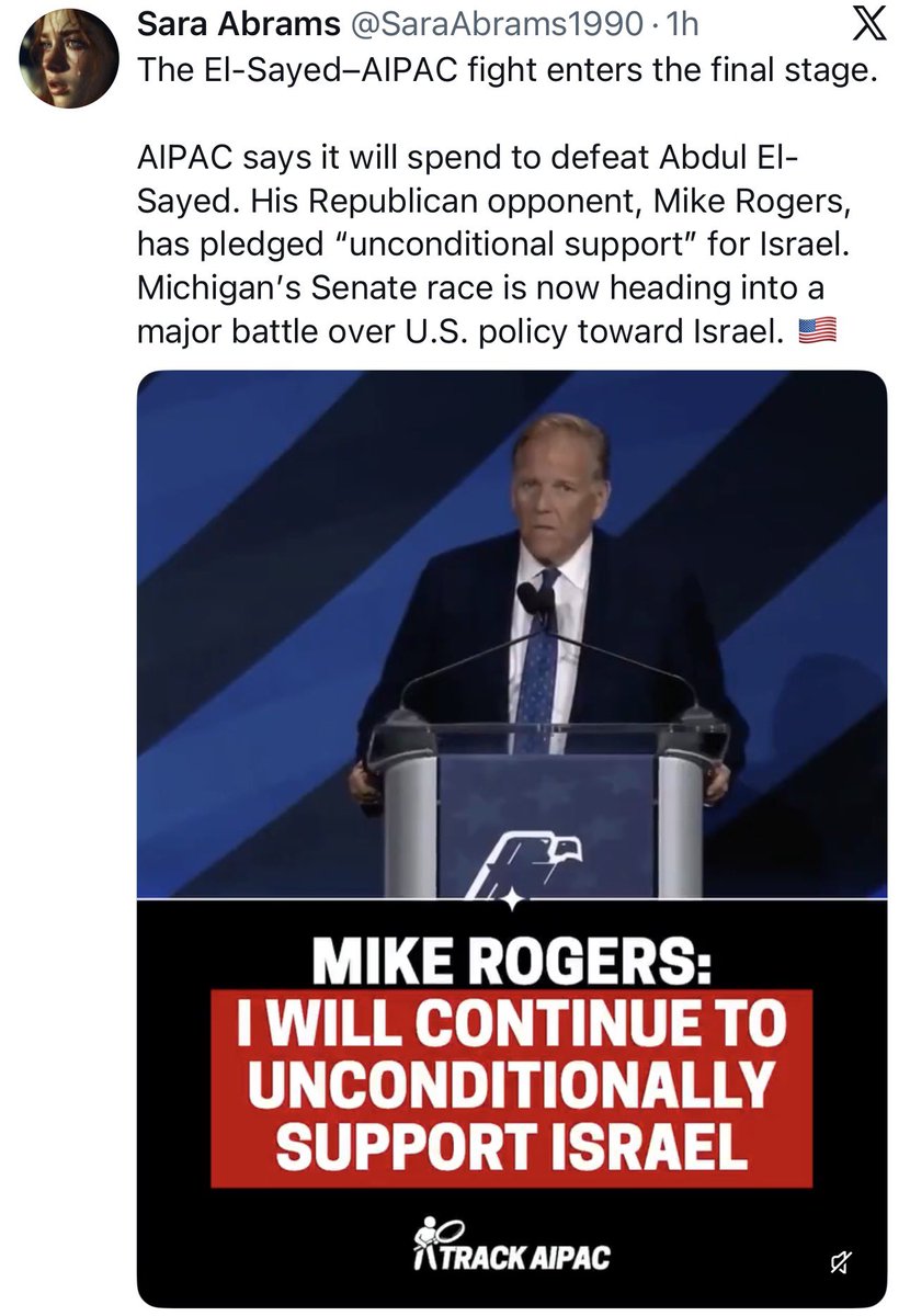 Dede_Watson's tweet photo. @MikeRogersForMI @AbdulElSayed If you want ISRAEL to control our politicians and educational system, vote for Mike Rogers. https://t.co/eAyxs6qYsZ