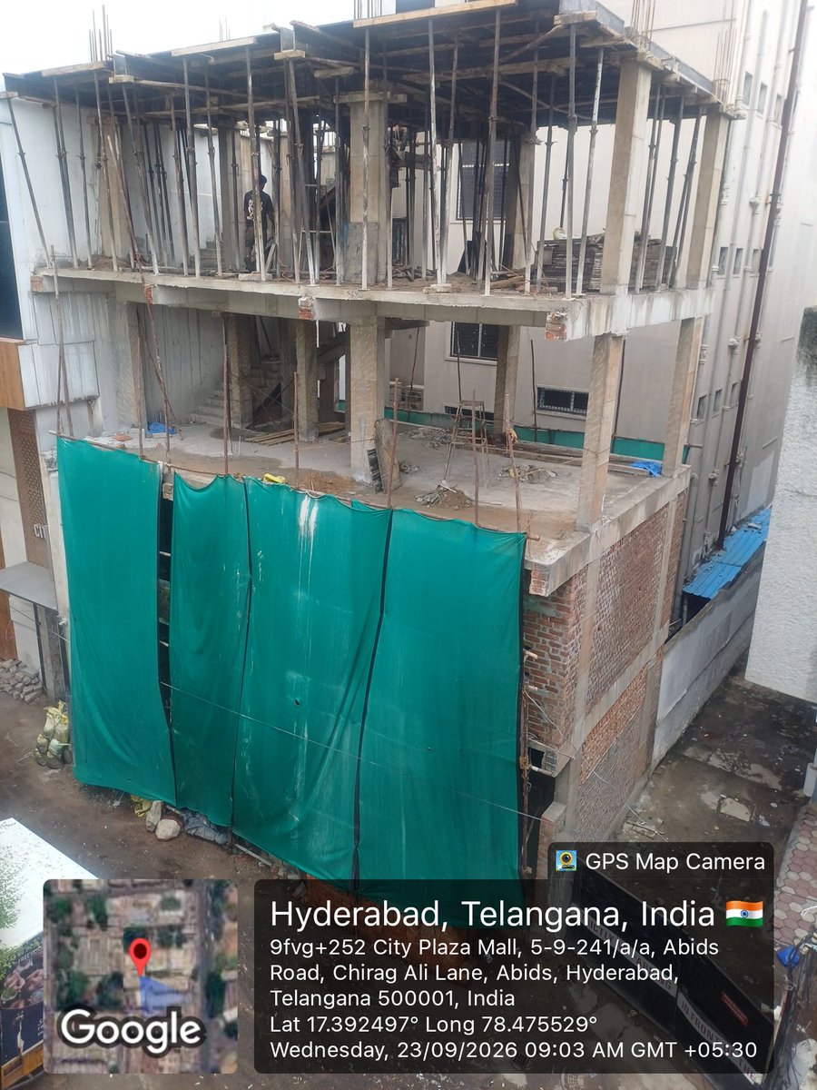pkhyd1's tweet photo. COMPLAINT -4,: PLOT LESS THAN 75 YARDS, LESS THAN 15 FEET ROAD, MULTI STORY  building construction  at 5-9-247 abids, Lane  opp. St. George  gramamar school, beside city plaza, Hyderabad 
@GHMCOnline https://t.co/9LzqfPGenP