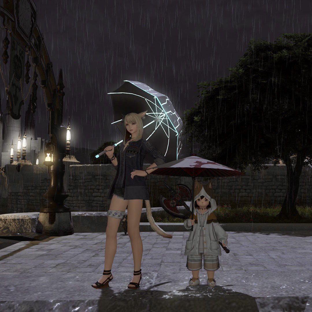 ff14pr5l5's tweet photo. 離席中のフレンドさんと☂️
 #FF14 
 #FF14初心者
 © SQUARE ENIX https://t.co/dYaZAN1I5R