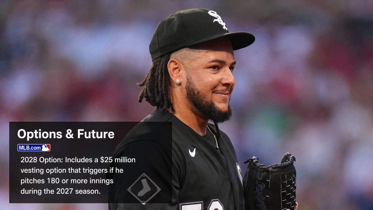 southsideJeffT's tweet photo. #WhiteSox fans look at the potential lockout this way… the longer the lockout the harder it will be for Luis Castillo to vest 180 innings in 2027. https://t.co/lqc4stwv9c