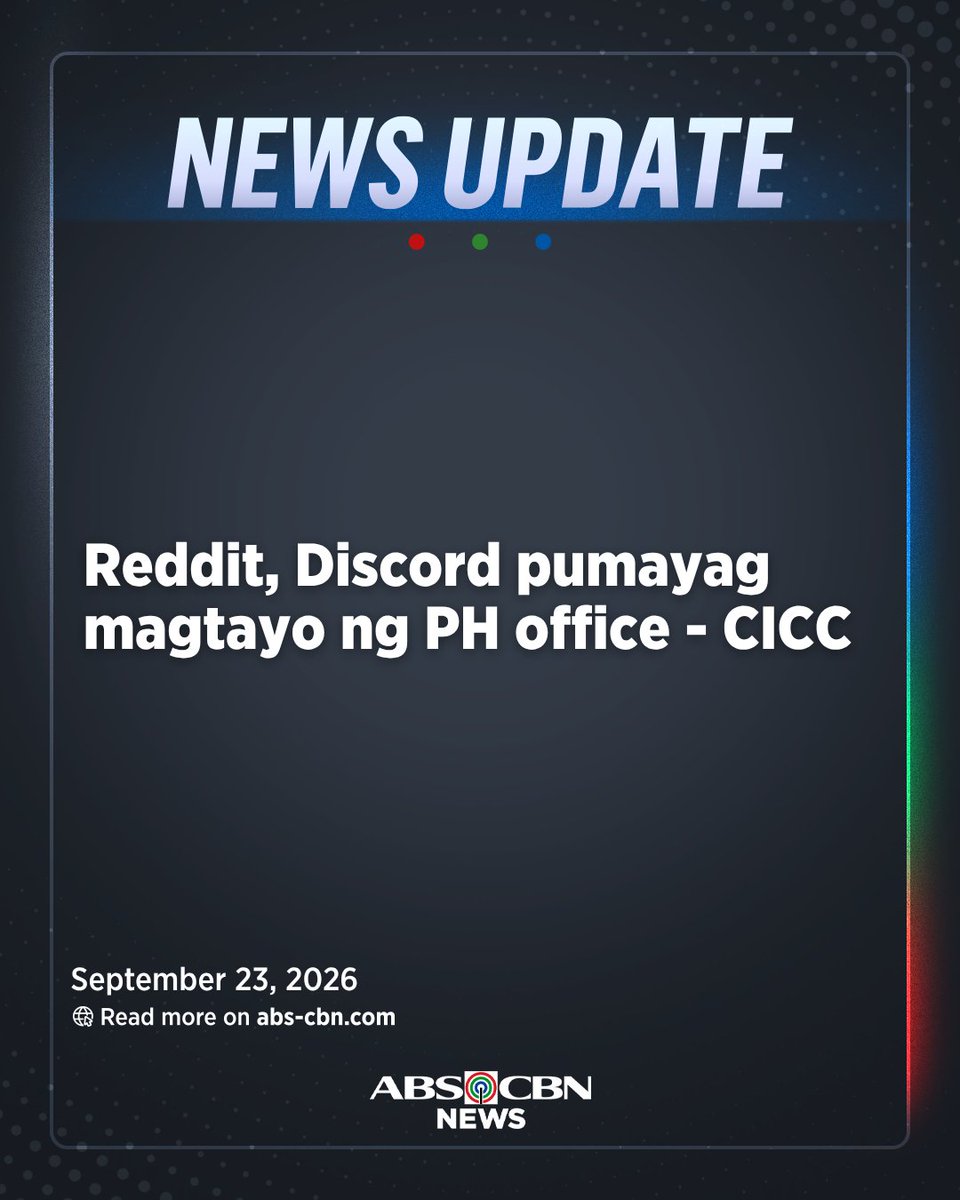 ABSCBNNews's tweet photo. Pumayag na ang online platforms na Reddit at Discord na magtayo ng opisina nila sa bansa.  

Sabi ni CICC Usec. Renato "Aboy" Paraiso, ito ang naging commitment ng nasabing mga kumpanya sa isinagawa nilang virtual meeting nitong Miyerkules, September 23. | via @JohnsonManabat https://t.co/HNqyRwKAwT