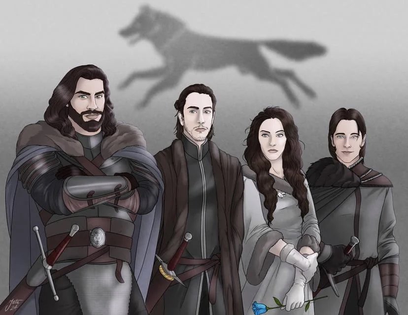 got_onstage's tweet photo. (The Harrenhal godswood at night, after the welcome feast)

Benjen: Porcupine, pitchfork, twins! I CHALLENGE! 

(The Stark siblings and Howland play at jousting, Benjen ‘wins’)

Brandon: Unhelm yourself, champion, and claim your ransom! 

Benjen: Nay! I lust not for glory, but justice. Let these fallen knights teach their squires honor. That will be ransom enough!

Ned: (Laughing) How much did you drink, tourney Champion? 

Benjen: It should be you, Ned. If Brandon falls, he’s got his reputation to lose, but you've got nothing.

Lyanna: Howland, will you teach us how they pray on the Isle of Faces?

Brandon: Aye, sing one for me, will you? For all promised men! Tell the gods, I want no sign of their plans. No, let me live in ignorant bliss. Tell them, if marriage must be the end of love, then I welcome Hoster's blade sooner than Catelyn's bed!

(The Stark siblings all howl and share a group hug) 

Brandon: Ashara! ASHARAAAA!!! (Runs off)

Lyanna: Men… you are made such fools by your loins. Robert's the same, isn't he? He'll never keep to one bed. I hear he's gotten a child on some girl in the vale. It's true, isn't it?

Ned: What Robert did before the betrothal is of no matter. He's a good man and true, and he'll love you with all his heart.

Lyanna: Love is sweet, dearest Ned, but it cannot change a man's nature. Would that it could! The whole world would be made anew. (Pause) Remember Old Nan's tales? We’d act them out with sticks for swords. Always in those tales, I imagined myself a knight, not a wife in a tower nursing some lord's heir. Must that be the only role that I get to play?

Ned: What part's been written for me? You’ll marry Robert. Brandon will be Lord of Winterfell. Benjen will one day go to the Wall.

Benjen: I will not!

Ned: A pitiful destiny, but a destiny nonetheless. What of me? Should I listen to the pup and enter the lists? A mystery night, risking all for a white cloak… What was I made to be?

Lyanna: (Smiles, puts her hand on Ned’s shoulder) A Father.

Bran (Ned’s son)’s voice: Father!

(Scene ends)

✐ᝰ Jota Saraiva