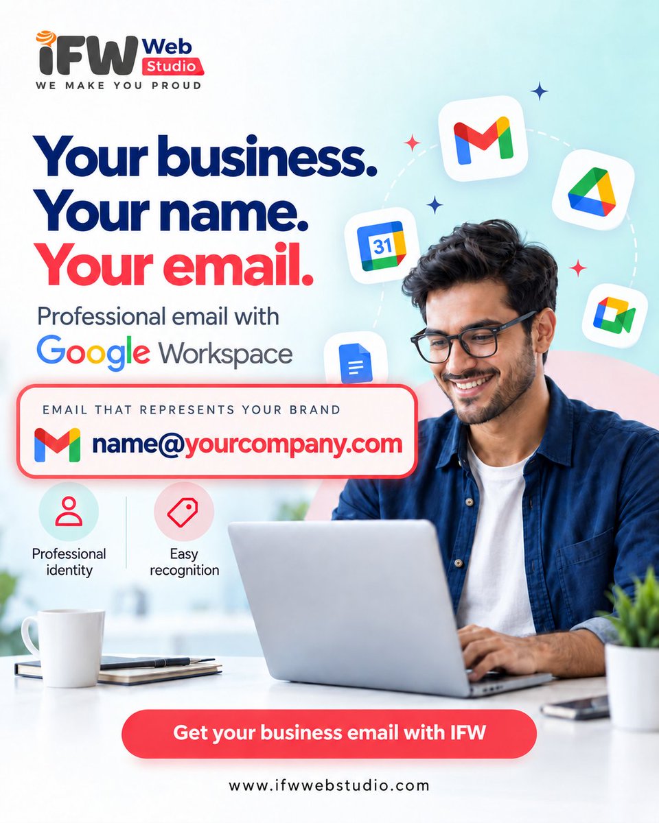 IFWWebStudio's tweet photo. Your brand belongs in your email address

Get a professional business email with Google Workspace from IFW Web Studio, plus website design, web hosting and SEO services

DM “EMAIL” to get started

https://t.co/F2lp9jRKb0
#WebDesign #BusinessEmail https://t.co/Klg0nCvBUa
