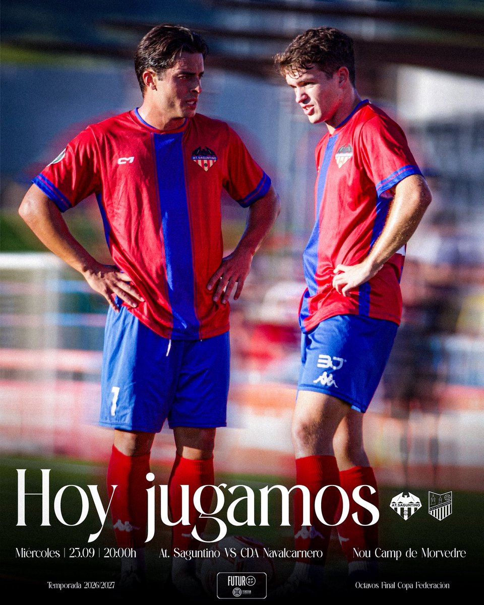 AtcoSaguntino's tweet photo. DÍA DE PARTIDO

⚔️ Atlético Saguntino 🆚 CDA Navalcarnero

#AtSaguntinoCDANavalcarnero #GanamosJuntos #CopaFederacion #Futbol #8avos https://t.co/SBtxr7ovqn