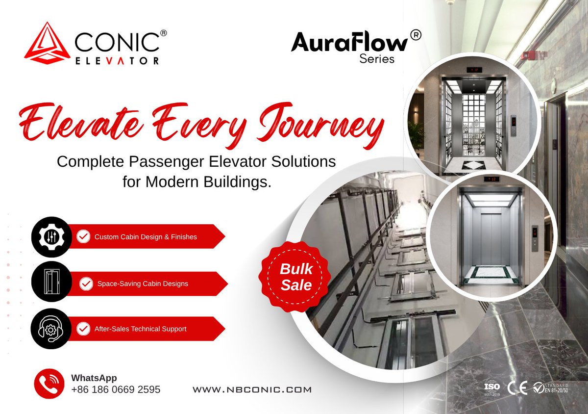 Ningboconic's tweet photo. Complete passenger elevator solutions, built for modern buildings - from custom cabins to after-sales support.

Welcome inquiries: WhatsApp: +86 186 0669 2595 || 📧 sales7@nbconic.com | 💬 WeChat: GNL700758

#PassengerElevator #ElevatorSolutions #ElevatorManufacturer https://t.co/8xOLG5uuuZ