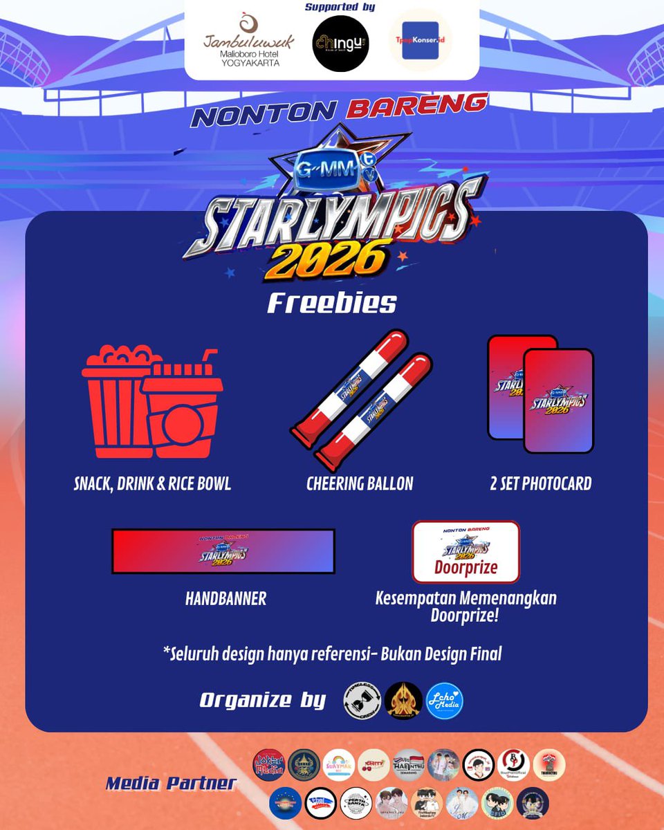 SNfamily_INA's tweet photo. SALAM OLAHRAGA! 
Mari ramaikan dan saksikan keseruan perhelatan olahraga paling seru — STARLYMPIC 2026! 🏅
Saatnya berkumpul, bersorak, dan mendukung team favorit kamu dalam perlombaan paling meriah Kabupaten GMMTV! 🏆

📅 CATAT TANGGALNYA!
28 November 2026
📍 Ballroom Lantai 2 Jambuluwuk Malioboro Hotel
Jl. Gajah Mada No. 67, Purwokinanti, Pakualaman, Kota Yogyakarta
⏰ Start 13:00 WIB – Selesai
Jangan sampai ketinggalan keseruannya!
🫵 Dukung team favorit kamu sekarang juga!
Ajak teman-temanmu dan mari kita ramaikan STARLYMPIC 2026! 🏆

Event Supported by
@chingu.houseofscent
@Jambuluwuk 
@tpopevent.id 

Media Partner
@geminifourthid
@juniormark_idn
@bounprem.id
@seakeen_id
@firstkhaotungid
@perthsantaid
@nanokorapat_id
@snfamily_ina
@thaienthu_soc
@thaienthusemarang
@cherry_project.id
@jogjakpopermedia.id
@thaifanbase.id
@suaymak.soc
@thaienthu_krwg
@thairakteuu
GeminiFourth Area (Whatsapp) 

Organized by
@Suwundeekhap_yk 
@timeless_crew2025 
@Lchomedia
