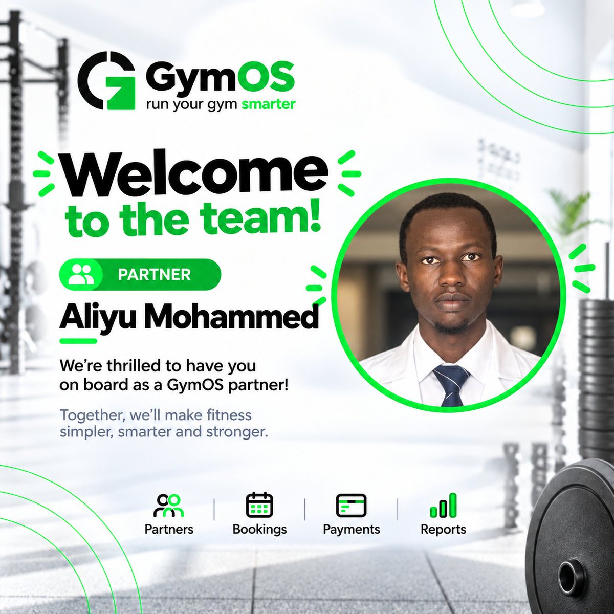 GymOSAfrica's tweet photo. Another one joins the team 💚
Big welcome to @aliyu272  the newest member of the GymOS marketing team
More energy, more reach, more gyms discovering GymOS. Excited to have you with us let’s get to work smarter https://t.co/69gZFpJS63