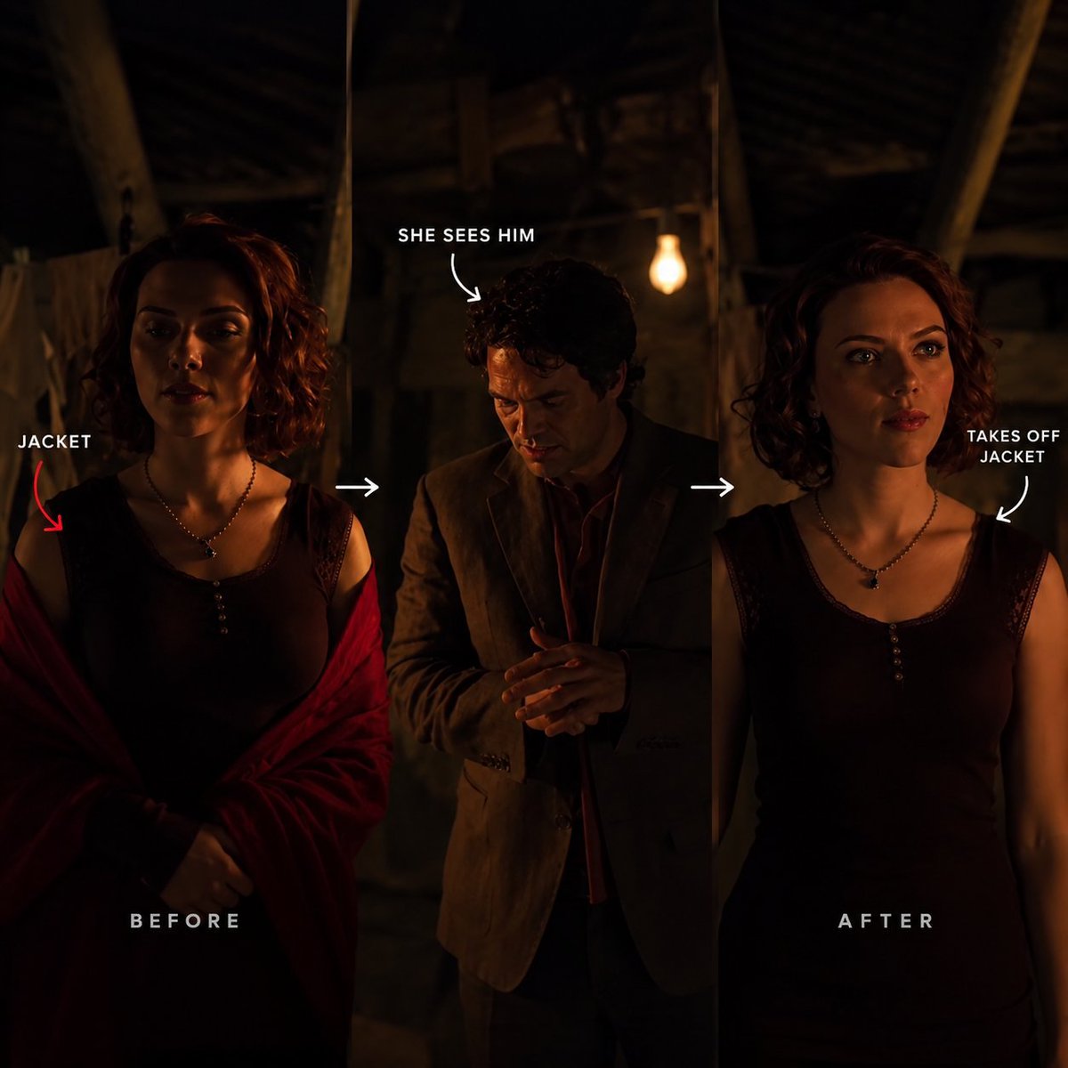 Ayushsingh0k112's tweet photo. Any specific reason why Black Widow took off her jacket when she first met Bruce Banner in the Avengers? #endgameendcore #endgame #doomsday #avengersendgame https://t.co/pdih137Qjl