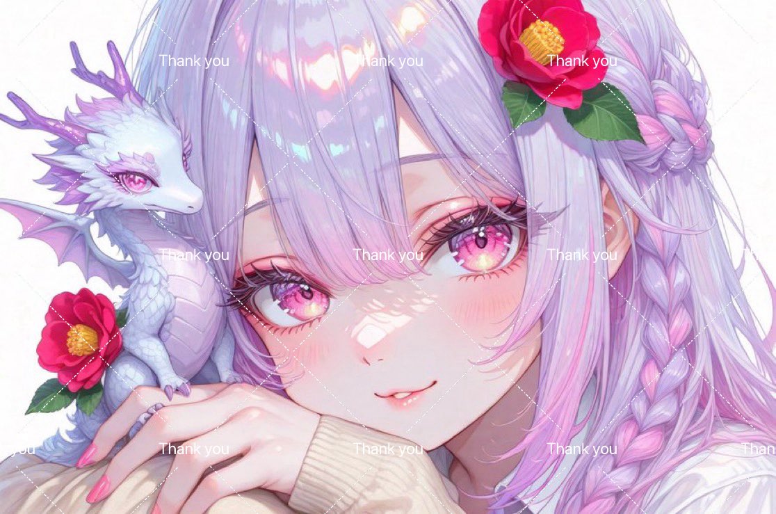 macha_lilac's tweet photo. うき🌱(@u_k1_tan )さんにとっても素敵なイラストをいただきました🥺🫶🏻

1枚目は表情も好きでえろかわ🌙♡2枚目はお揃いの椿つけてるドラゴンが可愛くて可愛くて、あと目が綺麗すぎて…♡
どっちもお気に入りすぎる！！ほんとにありがとうございます😭😭大切にします✨️

 #うきうきギフト https://t.co/NDndNOD80U