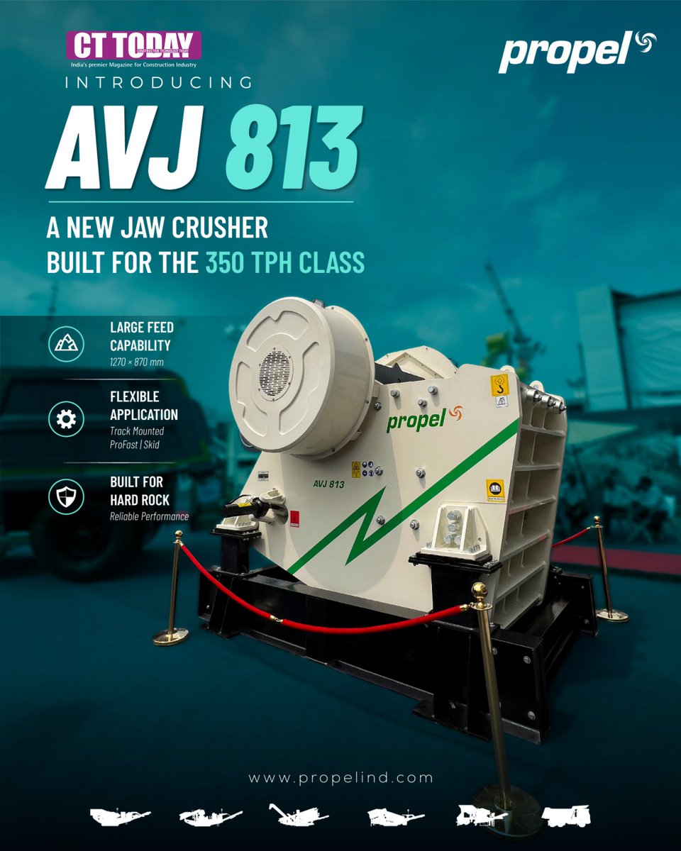 ConstTechMedia's tweet photo. π Introducing PROPEL AVJ 813 β Built for the 350 TPH Class!
π Read the full story on CT Today:
https://t.co/obd5jLaBWG
#Propel #AVJ813 #JawCrusher #CrushingEquipment #MiningEquipment #Quarrying #AggregateProcessing #ConstructionEquipment #CrushingTechnology https://t.co/r0NHKLxMWi