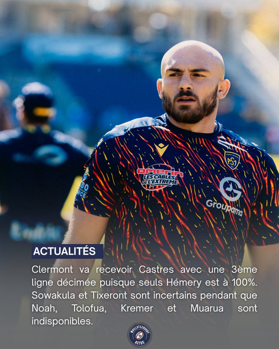 maillots2rugby's tweet photo. ๐จ ๐๐๐๐๐ ๐
๐ ๐๐๐๐๐๐๐๐๐
Clermont va devoir bricoler en 3รจme ligne avec de multiples blessures et la suspension de Marcos Kremer.
#rugby #rugbygram #ASMCO #asmrugby #asmclermont #yellowarmy https://t.co/nmnMBwvybk