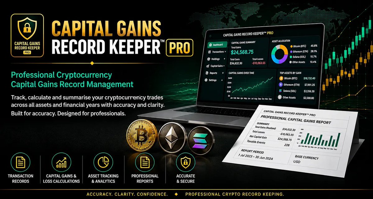 DigitalTrustX's tweet photo. Capital Gains Record Keeper™ PRO — Professional Cryptocurrency Record-Keeping &amp; Capital Gains Management

https://t.co/vitKtvGUIr https://t.co/WvYPnes1gb