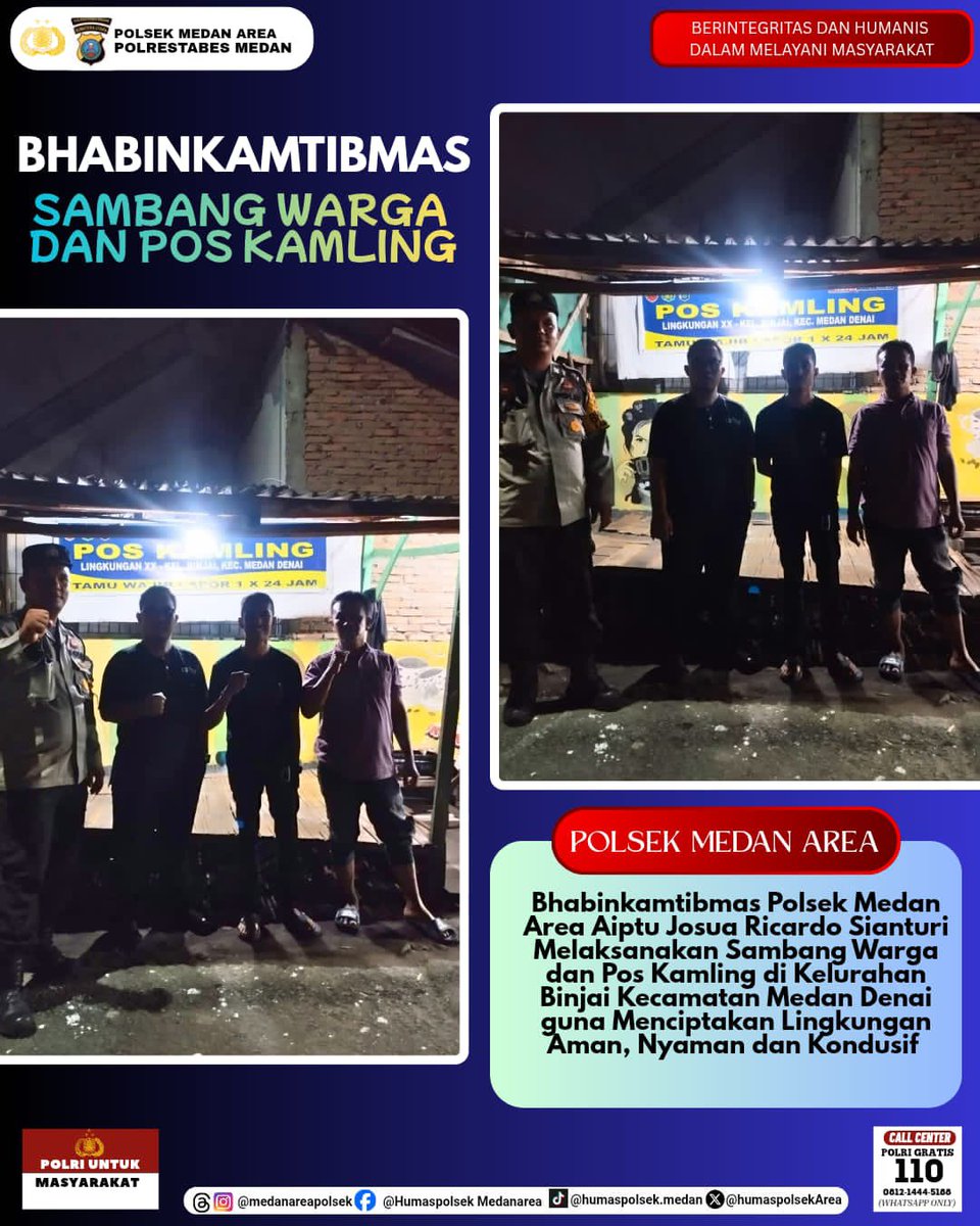 humaspolsekArea's tweet photo. Medan-Antisipasi Guantibmas,Bhabinkamtibmas Polsek Medan Area Aiptu Josua R.S. Sambang ke masyarakat Kel Binjai Medan Denai (23-9-26)
#PolsekMedanArea
#Sambangddswarga
#Integritasdanhumanisdalammelayanimasyarakat
#PolriUntukMasyarakatCallcenter110
#collabs
Akpol2013Medanaman https://t.co/h3mBa1csnD