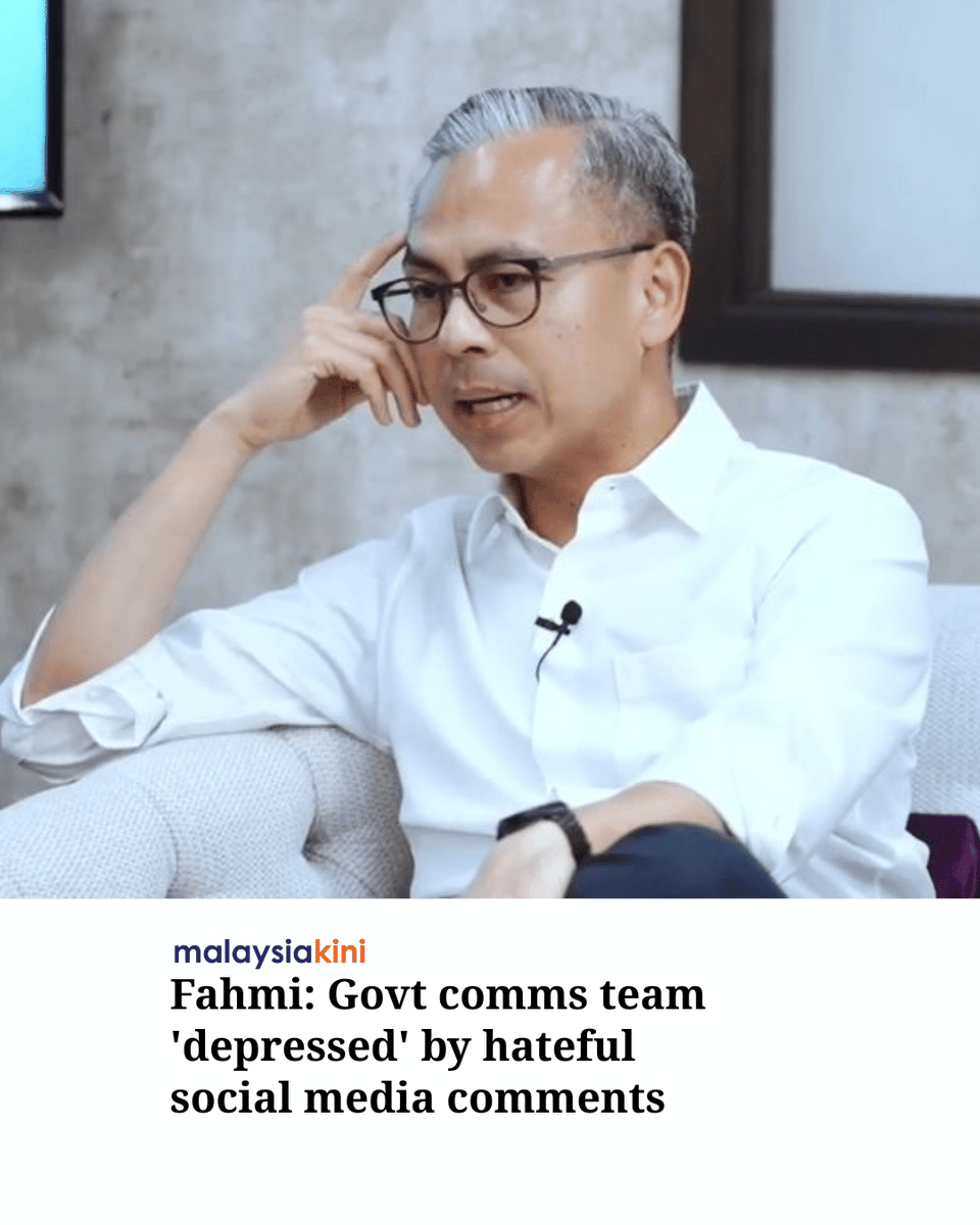 malaysiakini's tweet photo. Communications Minister Fahmi Fadzil lamented that his staff members have become deeply affected by comments on social media to the point that they have become depressed.

The PKR information chief said his team works hard to clarify policy decisions, but the public tends to blame Fahmi whenever a message does not land well, even for issues belonging to other ministries or external agencies.

Full story: https://t.co/8xlDhFrBH7