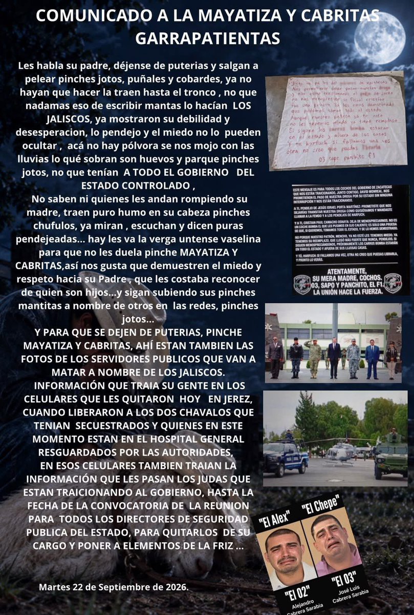chismebelikon's tweet photo. Tranquilas mujercitas, ya tienen miedo en Zacatecas o porque andan m4t4ndo a su propia gente jajajajajaja tic toc ⏰ ya vieron que no es lo mismo tener a su gobierno comprado y andar sin gobierno pero ustedes dicen ser hombres Cabreras de Durango pero son pistol3r0$ con faldas https://t.co/5ZxHxqZTx5