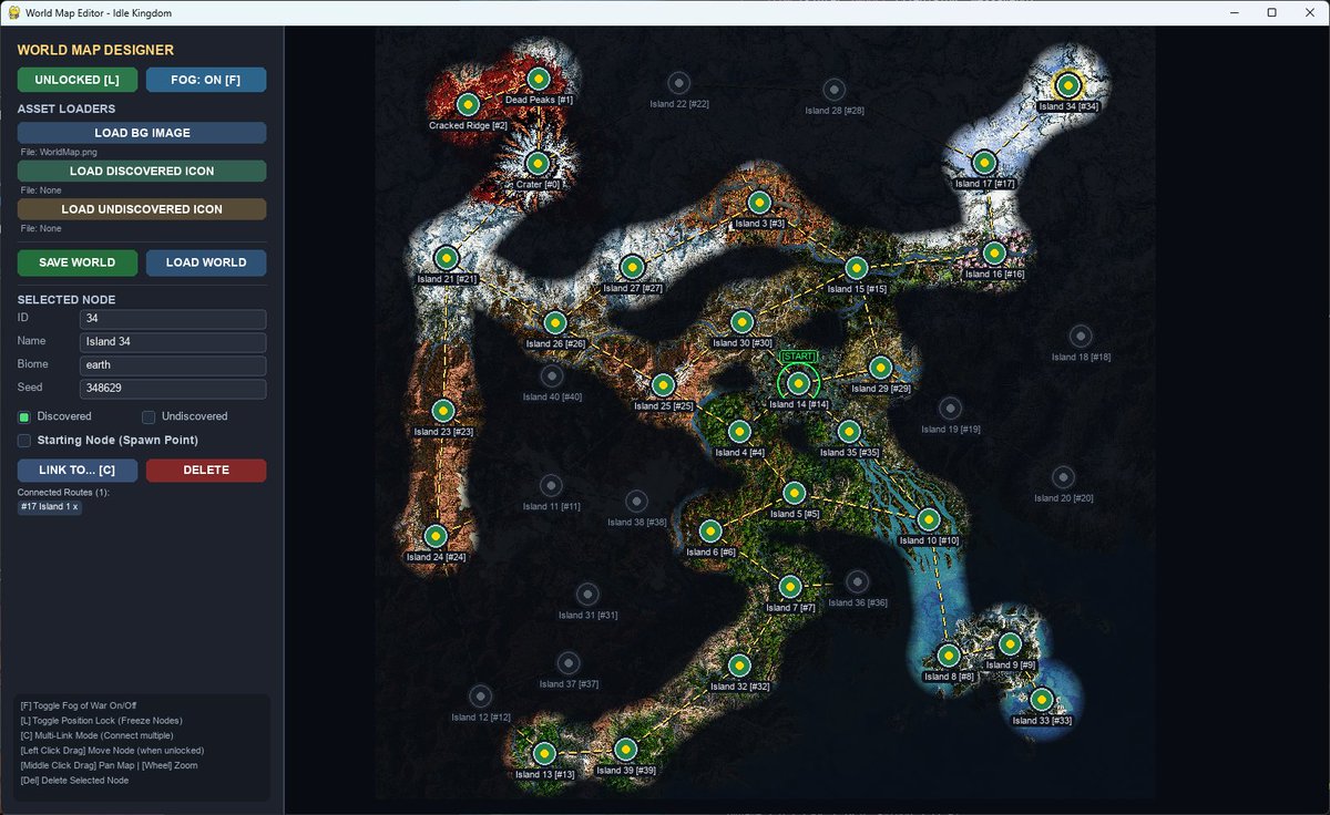 MysticalM_Media's tweet photo. Making some progress with the node map. I kind of like it. Needs some new art. The background is not mine its just a map I found. 
#IdleKingdom
#MysticalMenagerieMedia #Indiedev #Gamedev #GameDesign #Steamgame https://t.co/0Y0l8HIWRU