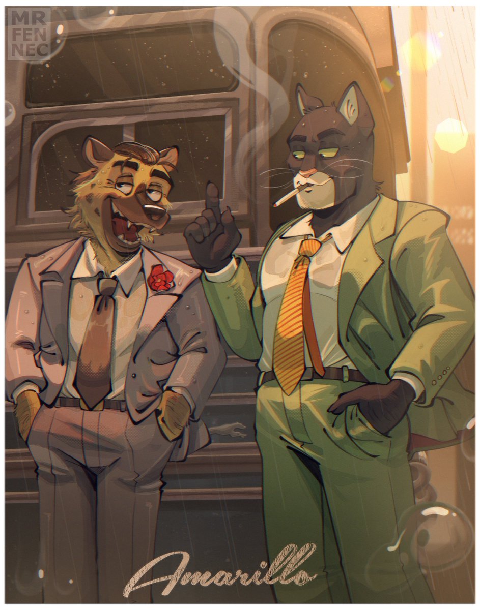 SrFennec's tweet photo. It never rains in Amarillo, but boy, don't they warn ya. It pours, man, it pours! Feelin' a little nostalgic for Blacksad &amp; Beato. https://t.co/SBuBoVGDYY