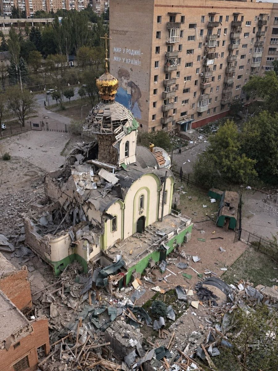 CrimeanVoyager's tweet photo. The Church of the Nativity of St. John the Baptist in Kramatorsk.

Bombed by russians yesterday. https://t.co/oy16XZPcTN