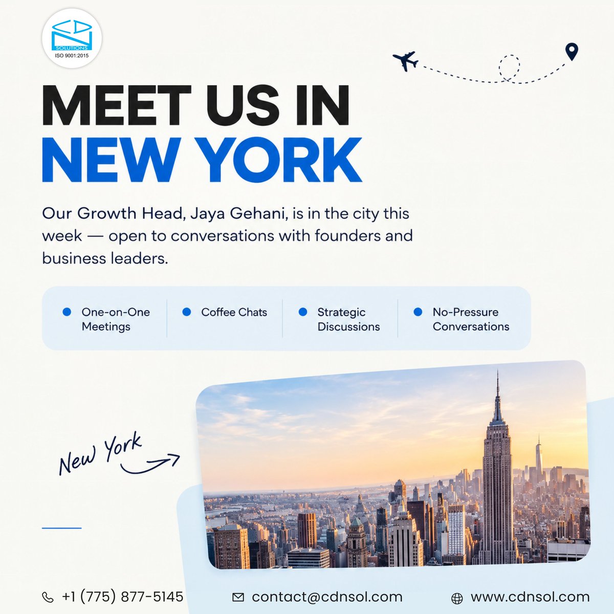 cdnsolutions's tweet photo. In New York this week — happy to meet founders and business leaders for a real conversation. DM us. #NewYork #CDNSolutions https://t.co/aRBReguBLh