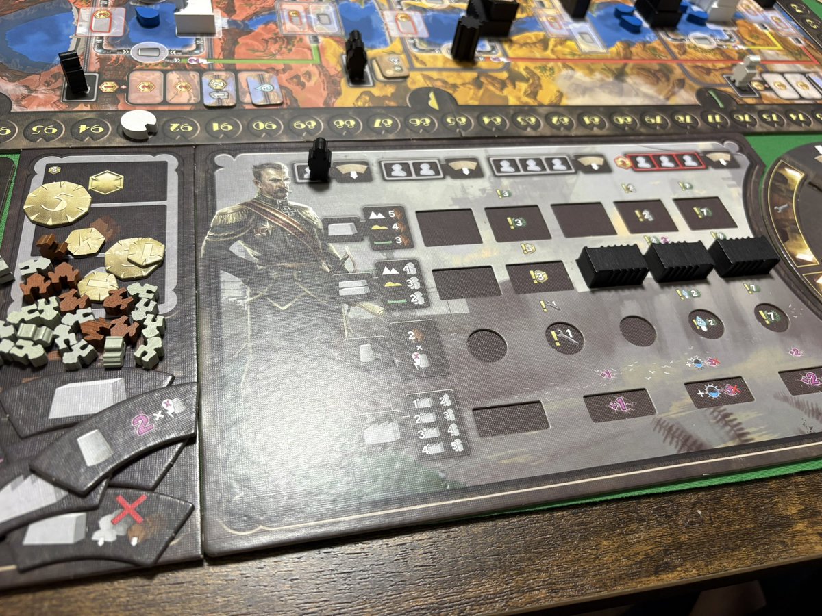 hm_roki's tweet photo. 昨日のボドゲ会:バラージ
コロラドマップで一戦、レーフワーテルで一戦のタイマン戦を二戦
コロラドの方は機械ザクザク、レーフワーテルの方は外注で機械をだいたい売っぱらってカツカツ https://t.co/dncni38vnU