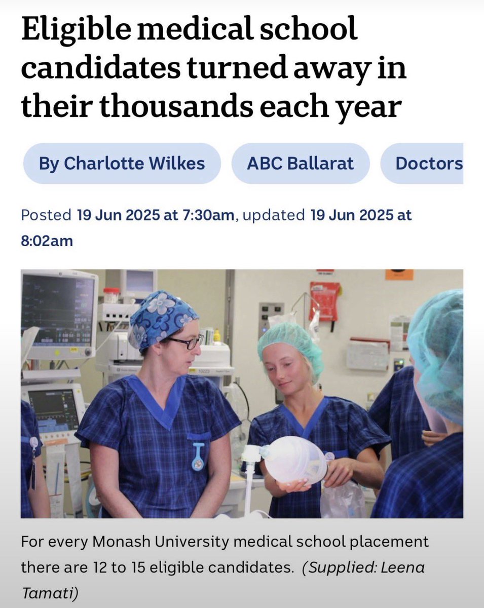 TruthFairy131's tweet photo. The Government says we need to import more nurses &amp; doctors.

Meanwhile, for each medical school placement there are 12 to 15 eligible candidates competing for one spot.

It is the same for jobs.

Aussies must be prioritised FIRST. https://t.co/PfcYNaz9Pg