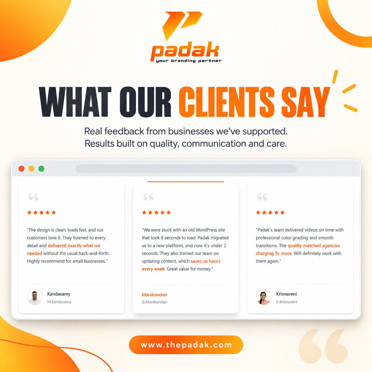 padak_official's tweet photo. Real work. Real businesses. Real client feedback. 🚀

See how PADAK helps businesses build a stronger digital presence.

🌐 https://t.co/jEO0PYZLw3

#WebDevelopment #BusinessGrowth https://t.co/BeKKGAAIUB