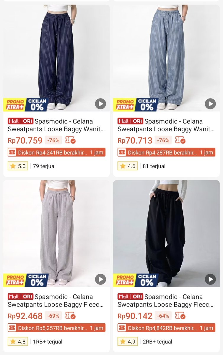 sonnenuna's tweet photo. Happy banget nemu celana buat daily harganya under 100K yang bagus banget, banyak pilihan warna dan sizenya tersedia dari S sampai XXL 🤩🤍 https://t.co/icJ4dODEXX