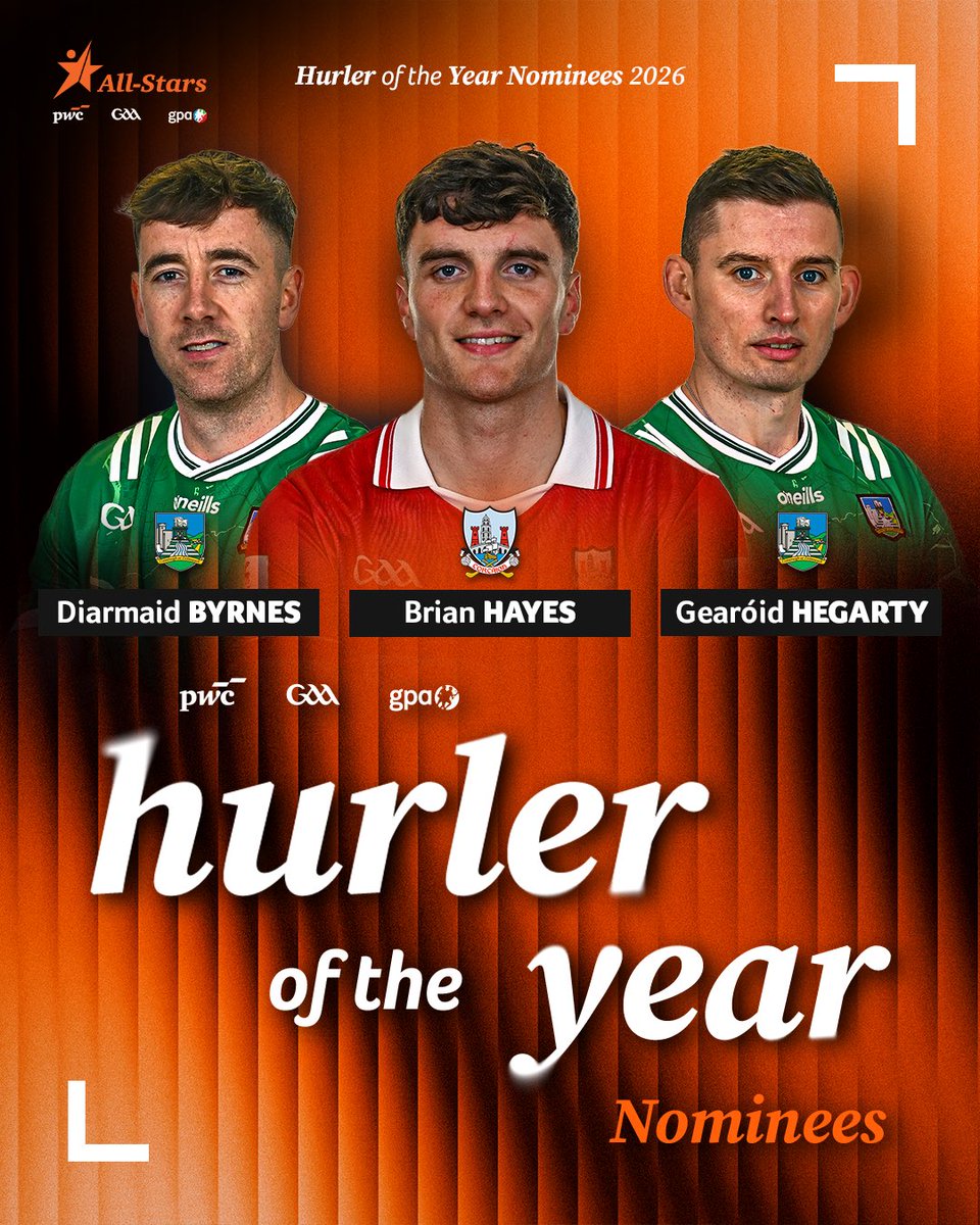 officialgaa's tweet photo. The hurling nominees are in 📰🛬

Limerick lead the way with 13 nominations, Galway claim 11, with 8 counties represented across the 45 @PwCIreland GAA GPA All-Star nominations.

See the full list of nominees ➡️ https://t.co/5Yzz7GHzKb