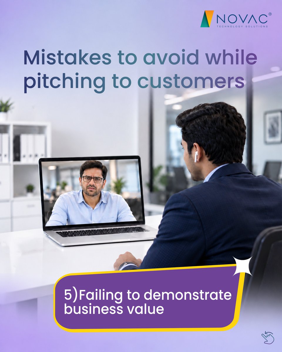 NovacTechnology's tweet photo. Mistakes to avoid while pitching to customers - Part 5 

Sales conversations are not always about features, but about connecting them to business goals. 

Explore more about #MIGOTO AI™: https://t.co/KLmoWLnwOT 

#CustomerPictchingMistakes #Novac https://t.co/0EIXDQG64r
