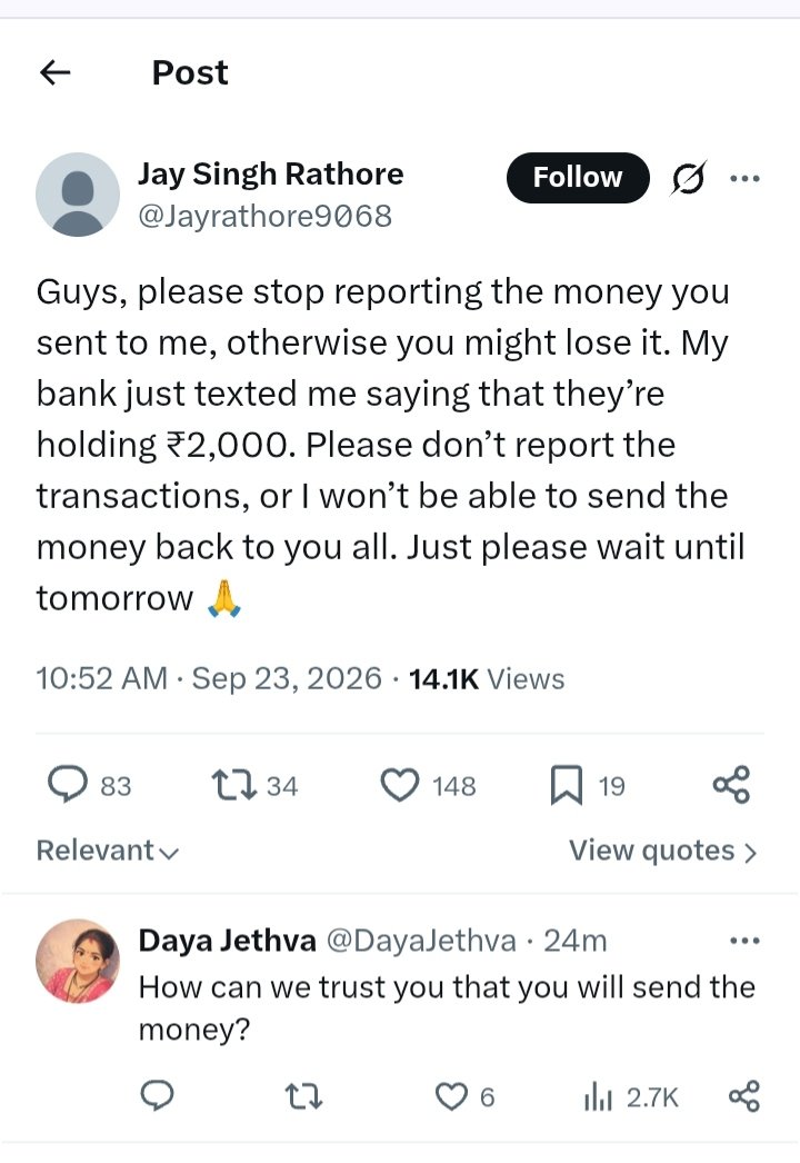 DayaJethva's tweet photo. Why did you deleted your comments getting scared now?
@Jayrathore9068 https://t.co/gMxJiWJKkA