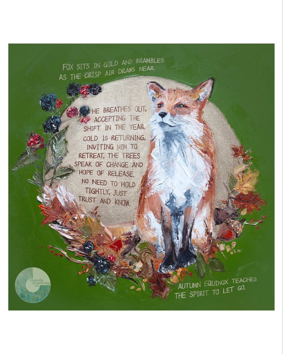 DearUniverse_cs's tweet photo. Fox sits in gold and brambles
as the crisp air draws near.
He breathes out, accepting the shift in the year.
Cold is returning, inviting him to retreat,
the trees speak of change and hope of release.
No need to hold tightly, just trust and know.
Autumn Equinox teaches the spirit to let go.
#Autumn #AutumnEquinox #EquinoxFox #Fox #Equinox