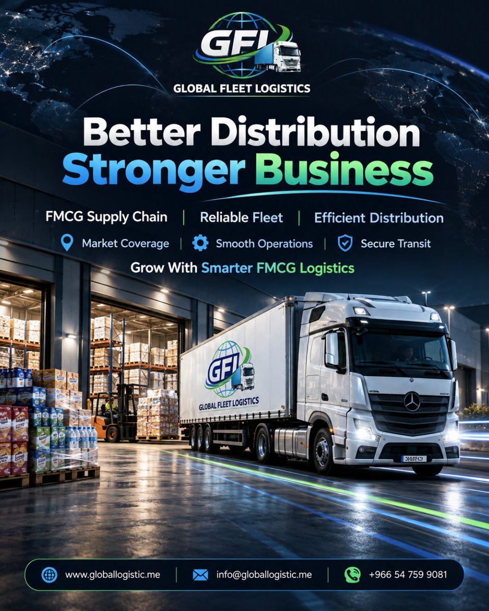 LogisticFleet's tweet photo. Global Fleet Logistic keeps FMCG distribution efficient with reliable fleet solutions, secure transit, smooth operations and dependable market coverage for growing businesses.
https://t.co/1Ui0B9ctjd

#GlobalFleetLogistic #FMCGLogistics #SupplyChain #FMCGDistribution https://t.co/HgtKZyT2DP